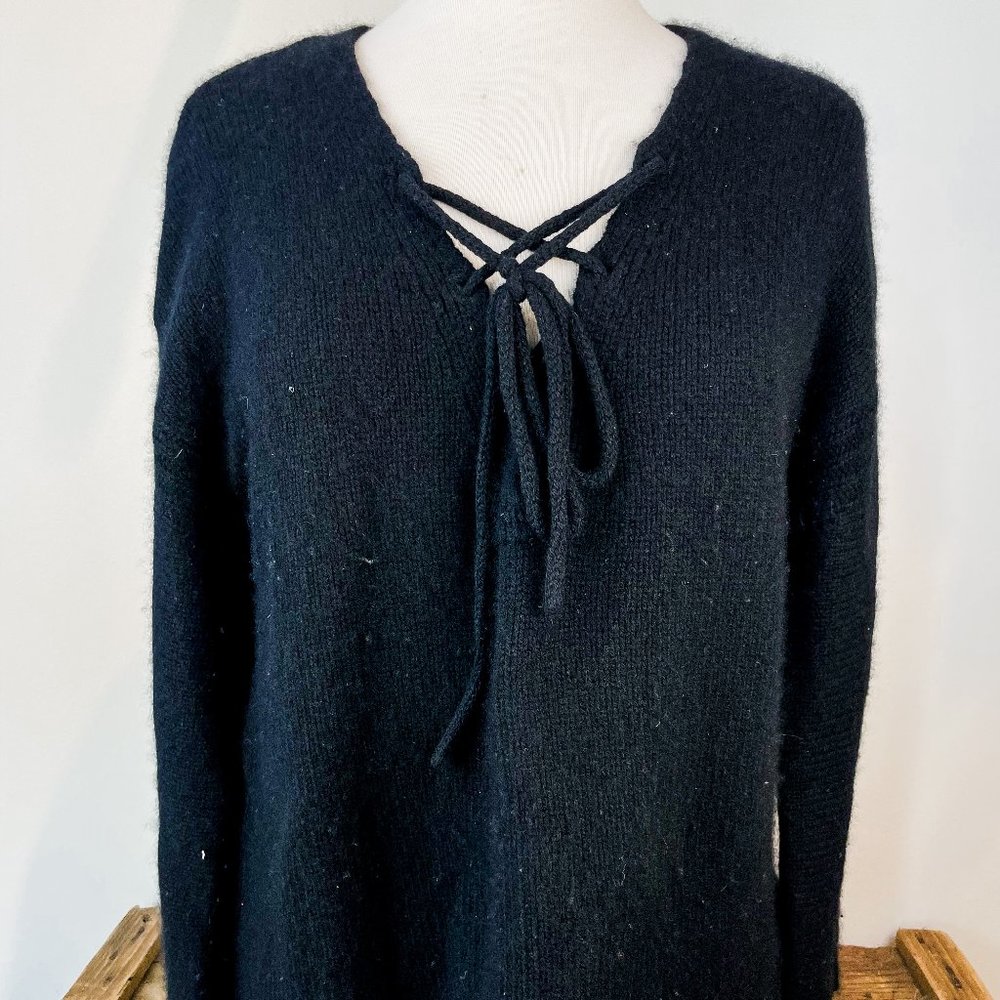Joie Black Cashmere Sweater with Tie Front